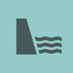 Icon containing dam and water