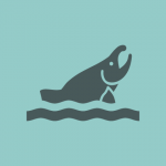 Icon containing fish and water