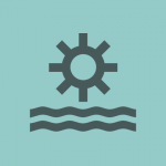 Icon containing sun and water