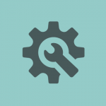 Icon containing wrench and gear