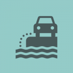 Icon containing car next to water