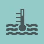 Icon containing thermometer in water