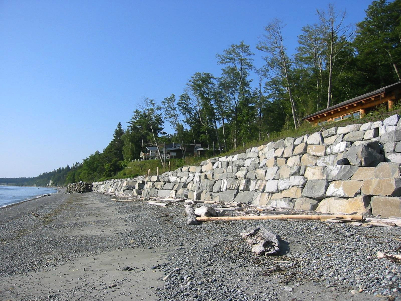 picture of rock wall along shoreline